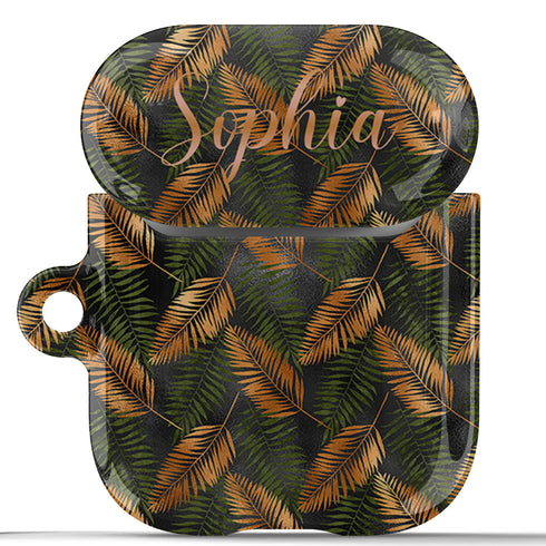 Golden Leaves Custom Name AirPods Case